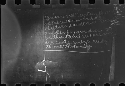 [Untitled photo, possibly related to: Blackboard in Ozark school,…, Arkansas, 1935