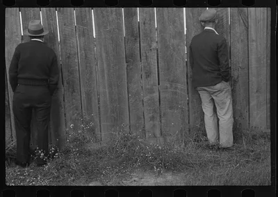 [Untitled photo, possibly related to: Watching football game, Star…, West Virginia, 1935
