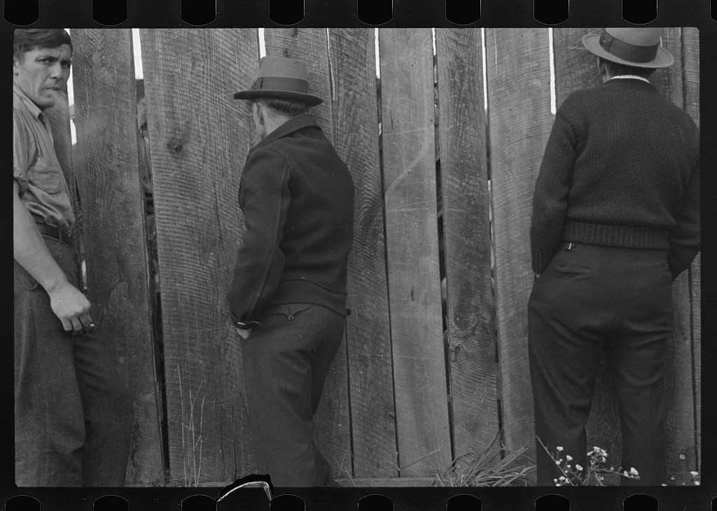 Watching football game, Star City, West Virginia, 1935