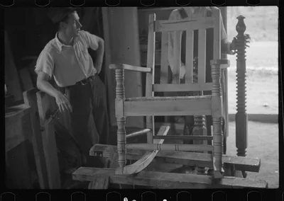 [Untitled photo, possibly related to: Chair seat woven at Cumberland…, Tennessee, 1937
