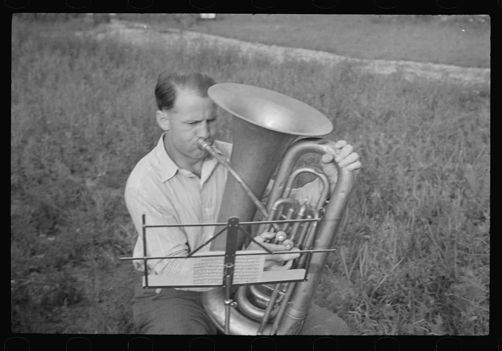 [Untitled photo, possibly related to: Band rehearsal, Red House, West…, West Virginia, 1937