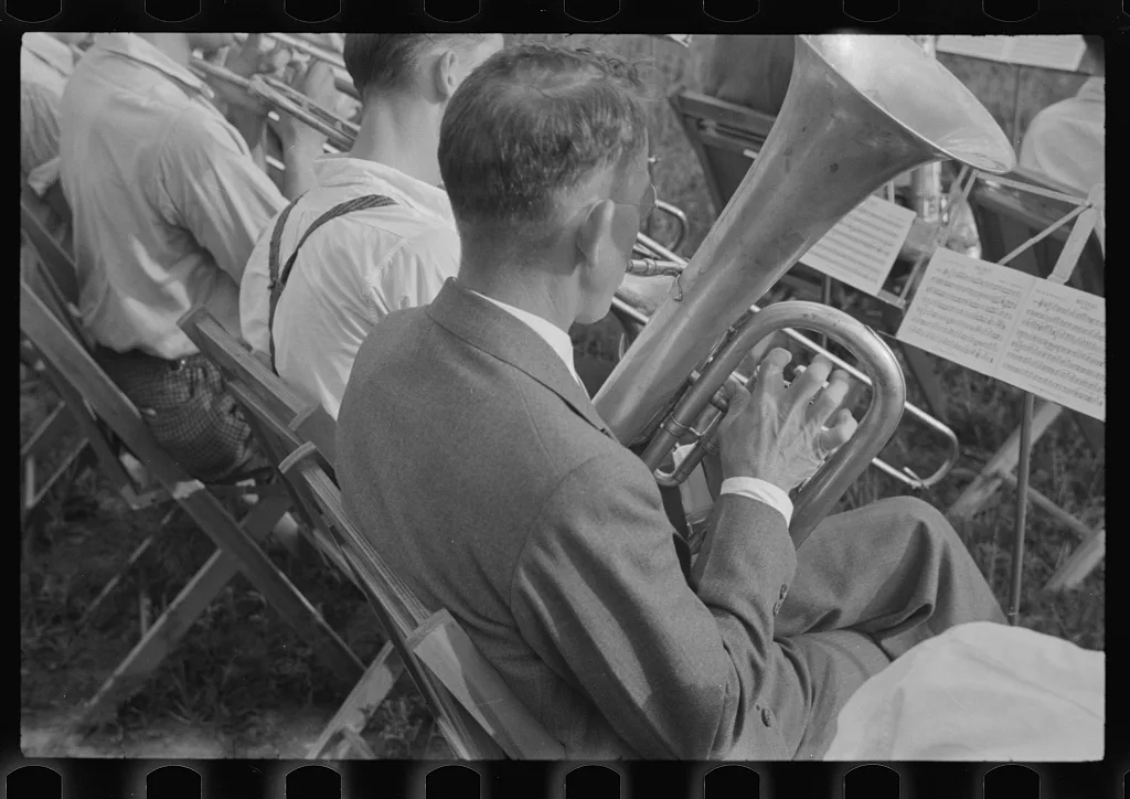 [Untitled photo, possibly related to: Band rehearsal, Red House, West…, West Virginia, 1937