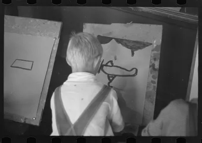 [Untitled photo, possibly related to: Painting class in school,…, Pennsylvania, 1937