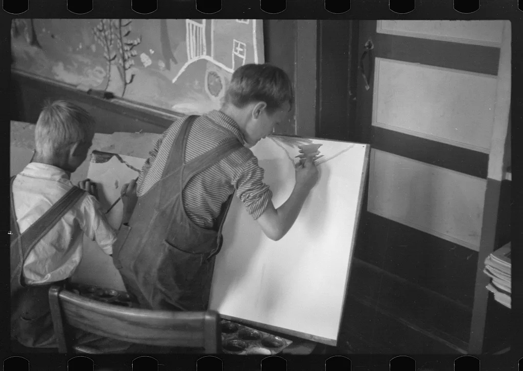Painting class in school, Westmoreland Homesteads, Pennsylvania, 1937