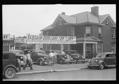 Used car lot, Lancaster, Ohio, 1938