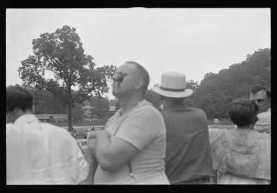 [Untitled photo, possibly related to: Cars parked near racetrack,…, Ohio, 1938