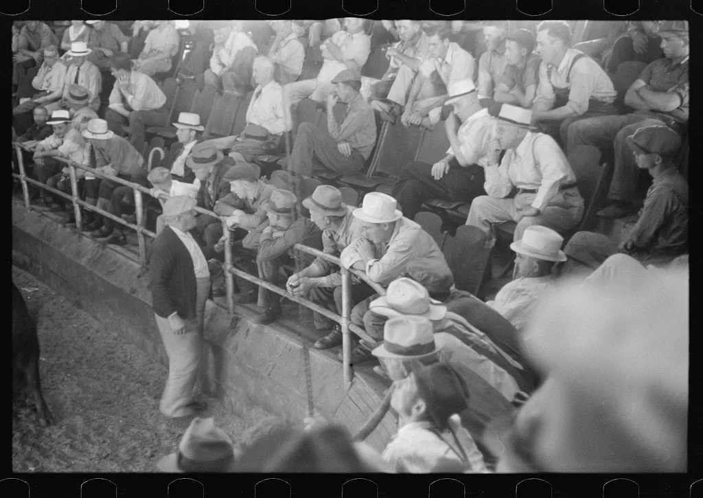[Untitled photo, possibly related to: Men at auction room, Pickaway…, Ohio, 1938