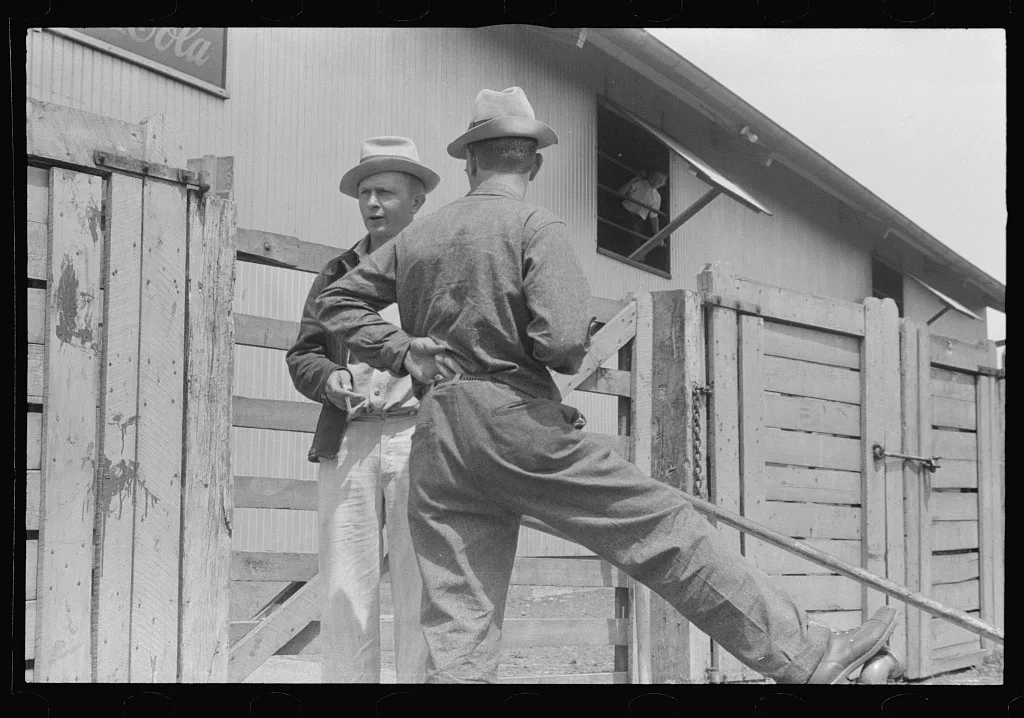 Farmers at Pickaway Livestock Cooperative Association, central Ohio, 1938