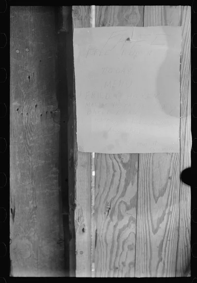 Advertising free chicken dinner, served at livestock auction by…, Ohio, 1938