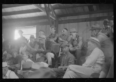 [Untitled photo, possibly related to: Men at auction room, Pickaway…, Ohio, 1938