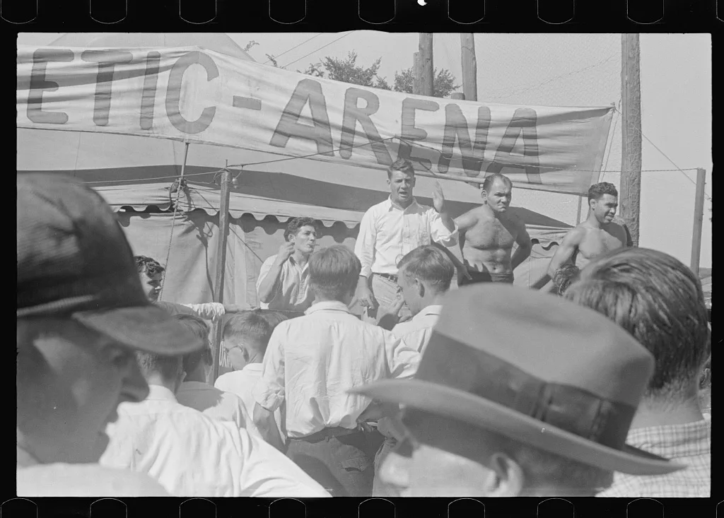 Wrestling matches, July 4th celebration, Ashville, Ohio (see general…, 1938
