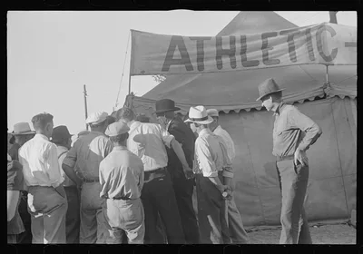 [Untitled photo, possibly related to: Sideshows at the July 4th…, Ohio, 1938