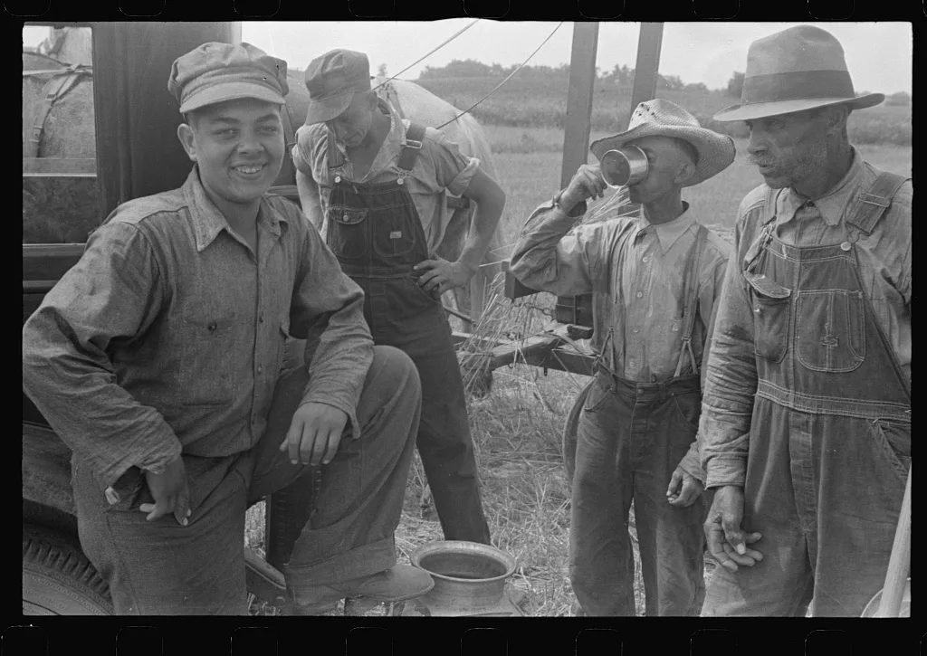 Members of threshing crew, central Ohio, 1938