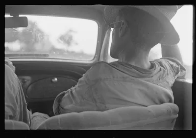 [Untitled photo, possibly related to: Ohio farmer resting in car,…, 1938