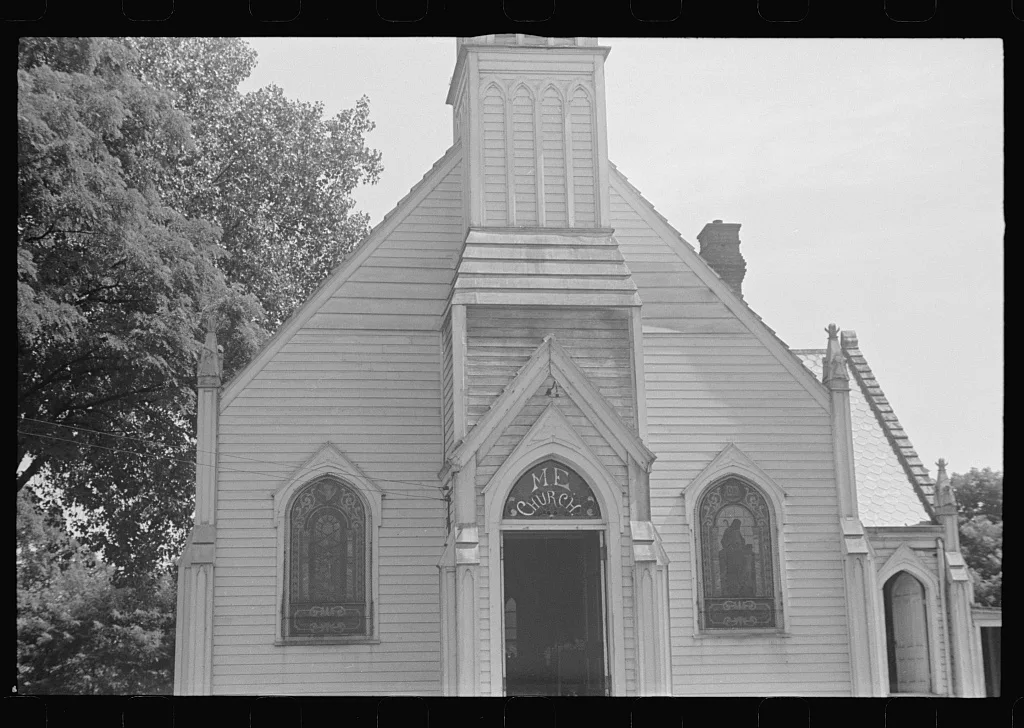[Untitled photo, possibly related to: Methodist church, Unionville…, Ohio, 1938
