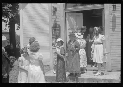 [Untitled photo, possibly related to: Linworth, Ohio. People leaving…, 1938