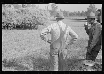 [Untitled photo, possibly related to: Members of threshing crew,…, Ohio, 1938