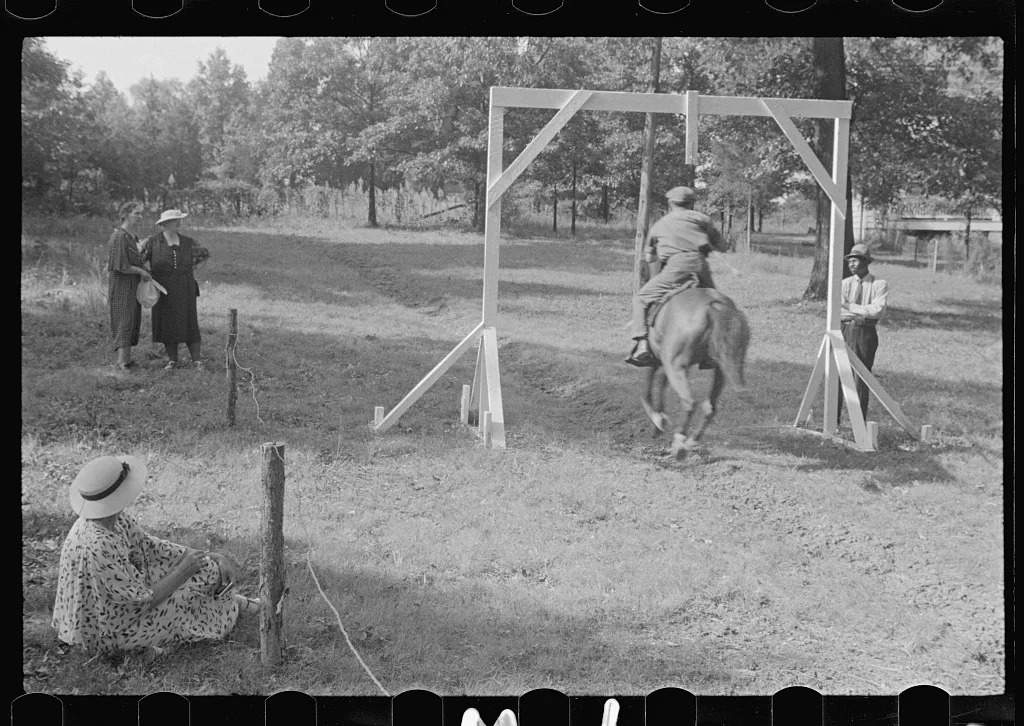 Accokeek, Maryland. A modern version of an old medieval jousting…, 1937