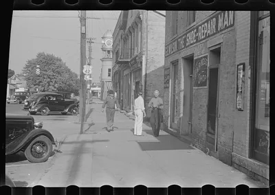 [Untitled photo, possibly related to: Plain City, Ohio. Main street], 1938