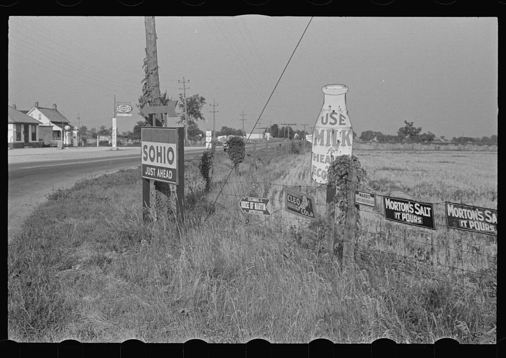 Signs along Route 40, central Ohio (see general caption), 1938
