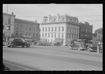 [Untitled photo, possibly related to: Business district of Urbana,…, Ohio, 1938