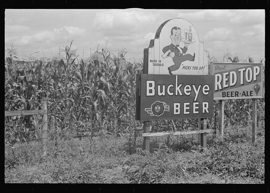 Sign along Route 40, central Ohio (see general caption), 1938