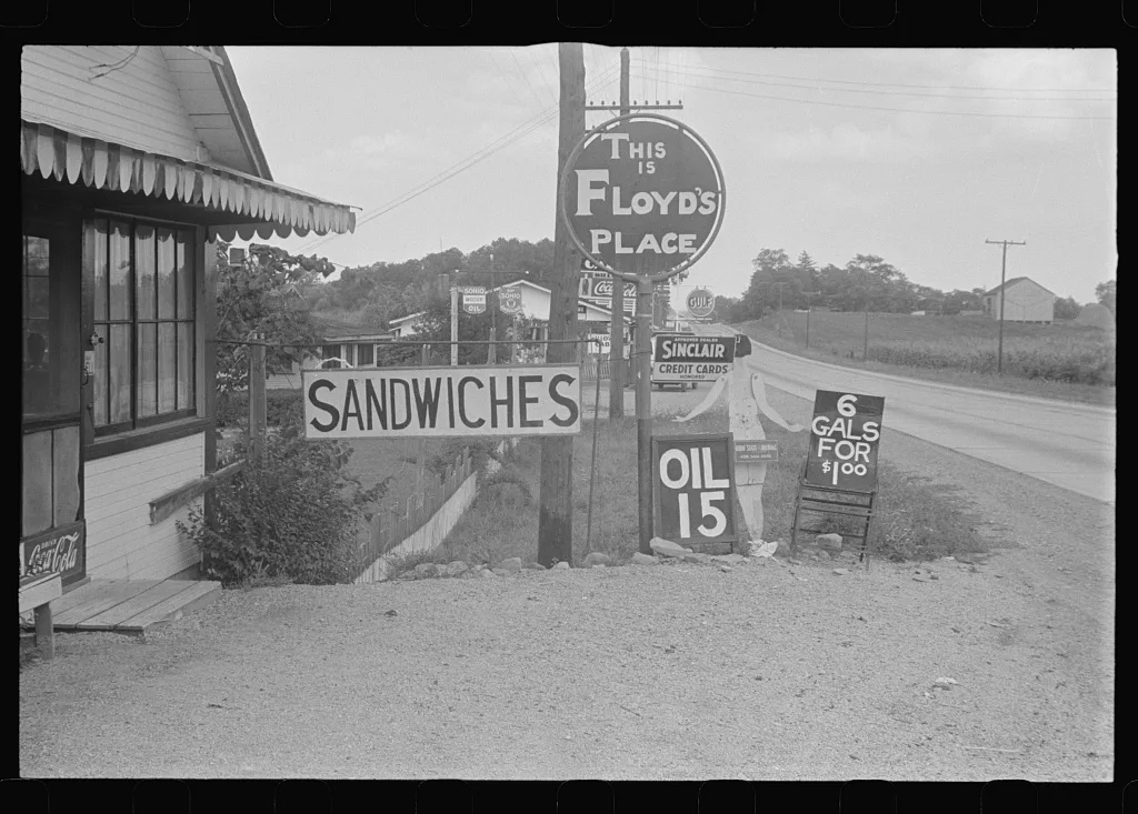 Tourist signs, central Ohio (see general caption), 1938