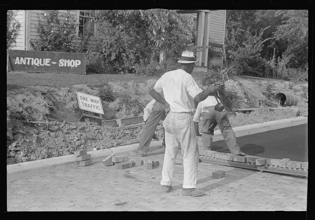 Workers repairing Route 40, Central Ohio, 1938