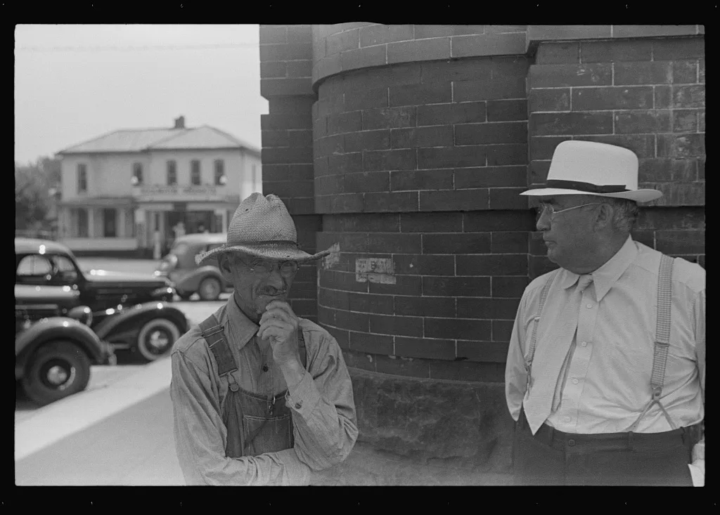 [Untitled photo, possibly related to: Banker and farmer, Plain City,…, Ohio, 1938