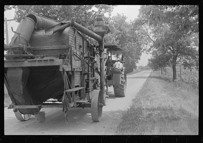 [Untitled photo, possibly related to: Steam thresher. These machines…, Ohio, 1938