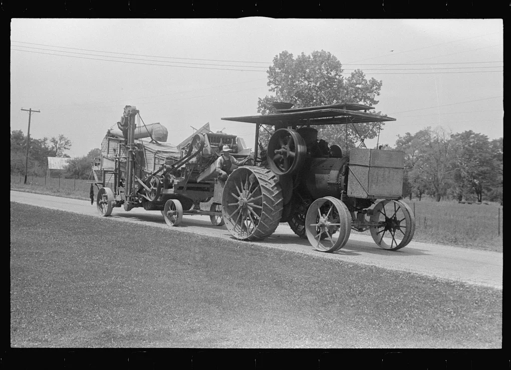 [Untitled photo, possibly related to: Steam thresher. These machines…, Ohio, 1938