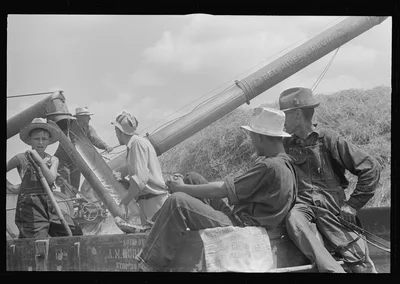 Threshing crew resting, central Ohio, 1938