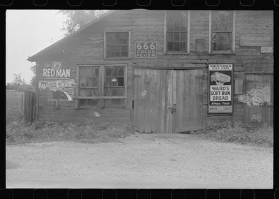 Barn advertising, Route 40, central Ohio, 1938