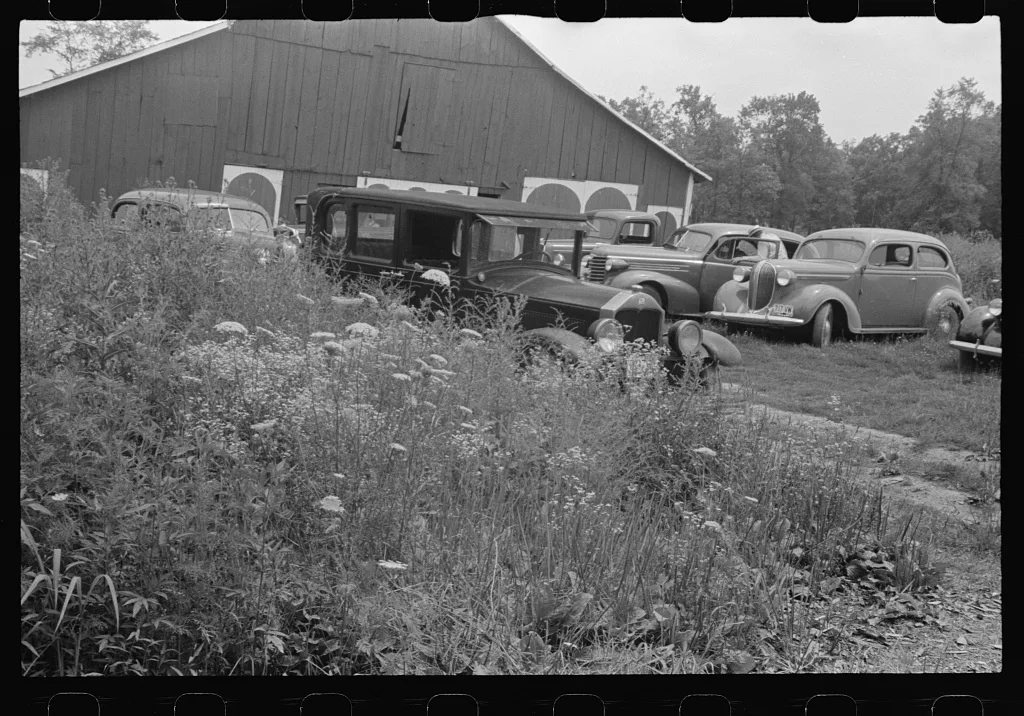 [Untitled photo, possibly related to: Autos of spectators attending…, Ohio, 1938