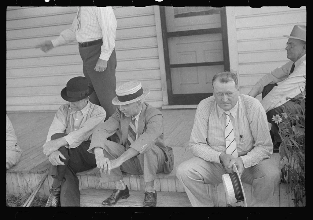 [Untitled photo, possibly related to: Spectators at farmland auction,…, Ohio, 1938