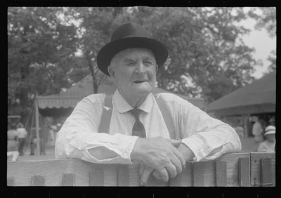 Spectator at county fair in central Ohio, 1938