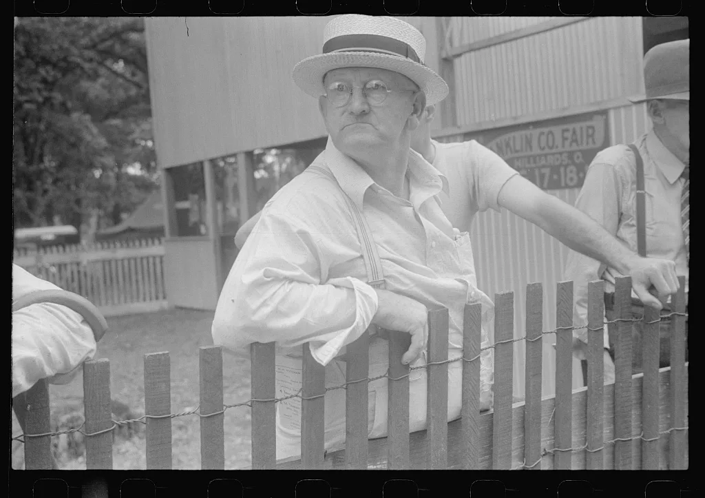 Spectators at county fair in central Ohio, 1938