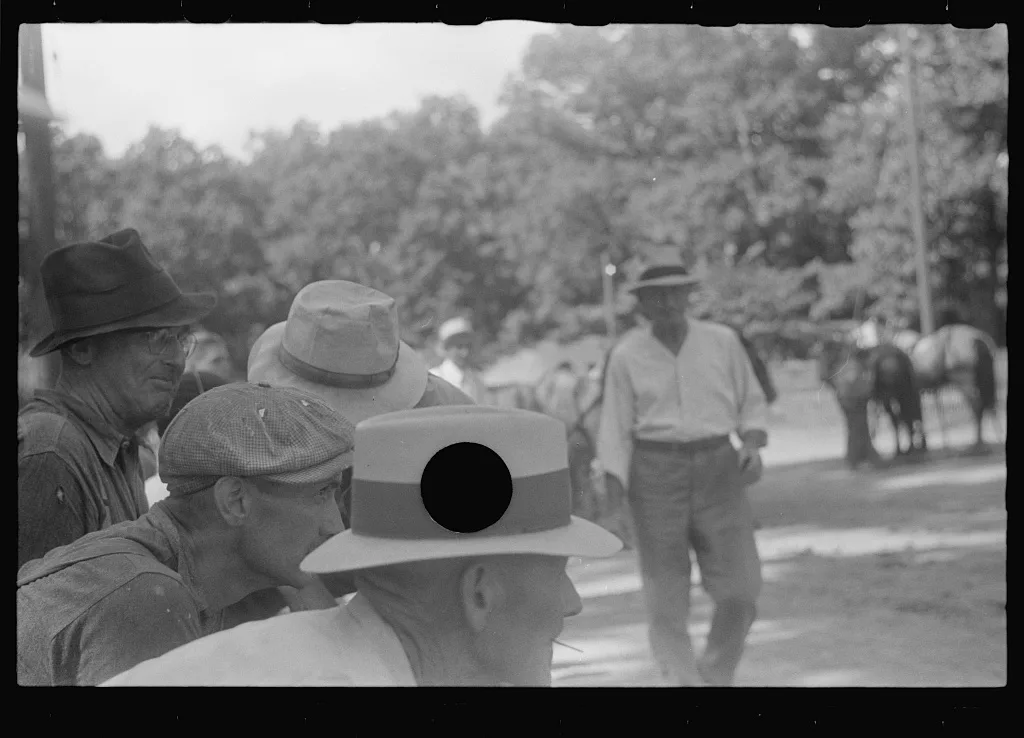 [Untitled photo, possibly related to: Spectators at county fair,…, Ohio, 1938
