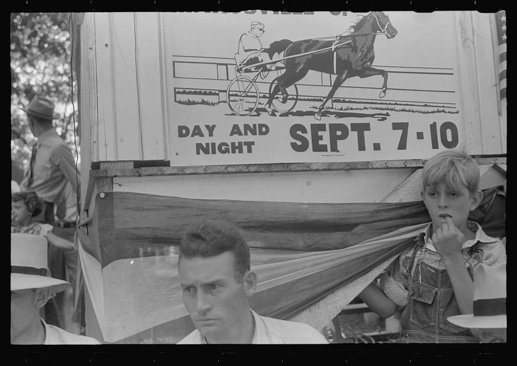 Spectators at county fair, central Ohio, 1938