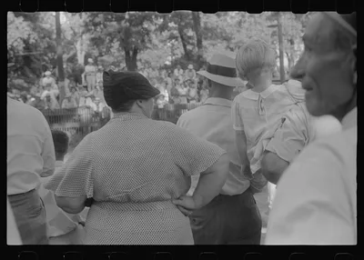 [Untitled photo, possibly related to: Spectators at county fair,…, Ohio, 1938