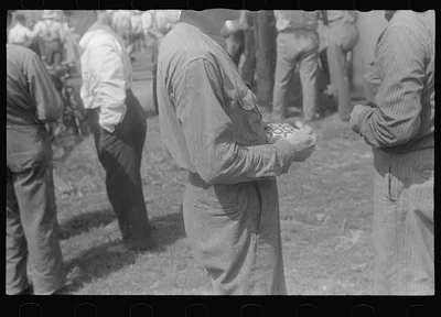 [Untitled photo, possibly related to: Spectators at public auction,…, Ohio, 1938