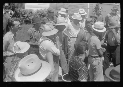 Spectators at public auction, central Ohio, 1938