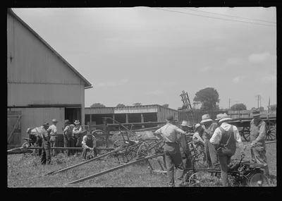 [Untitled photo, possibly related to: Farmers at public auction,…, Ohio, 1938