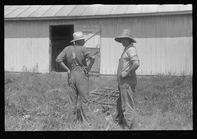 Farmers at public auction, central Ohio, 1938