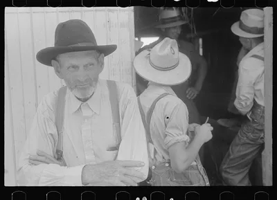 [Untitled photo, possibly related to: Farmers at public auction,…, Ohio, 1938
