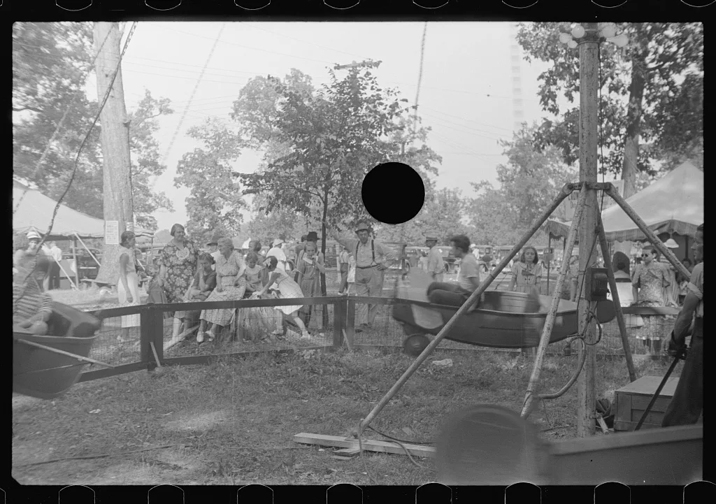 [Untitled photo, possibly related to: Farmpeople at county fair in…, Ohio, 1938