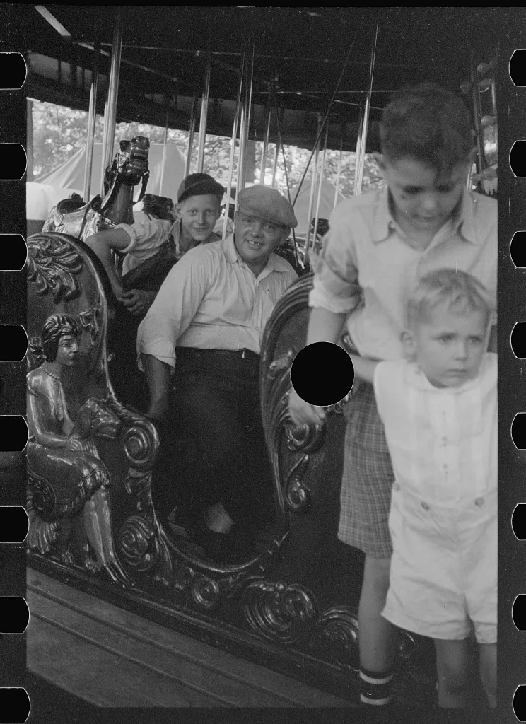 [Untitled photo, possibly related to: Spectators at county fair,…, Ohio, 1938
