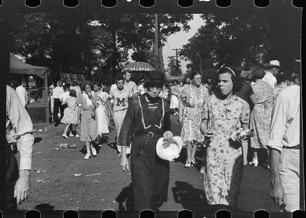 [Untitled photo, possibly related to: Farmpeople at fair in central…, Ohio, 1938