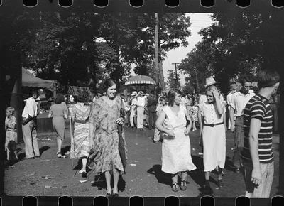 [Untitled photo, possibly related to: Farmpeople at fair in central…, Ohio, 1938
