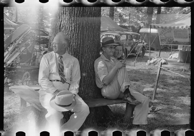 [Untitled photo, possibly related to: Spectators at county fair,…, Ohio, 1938